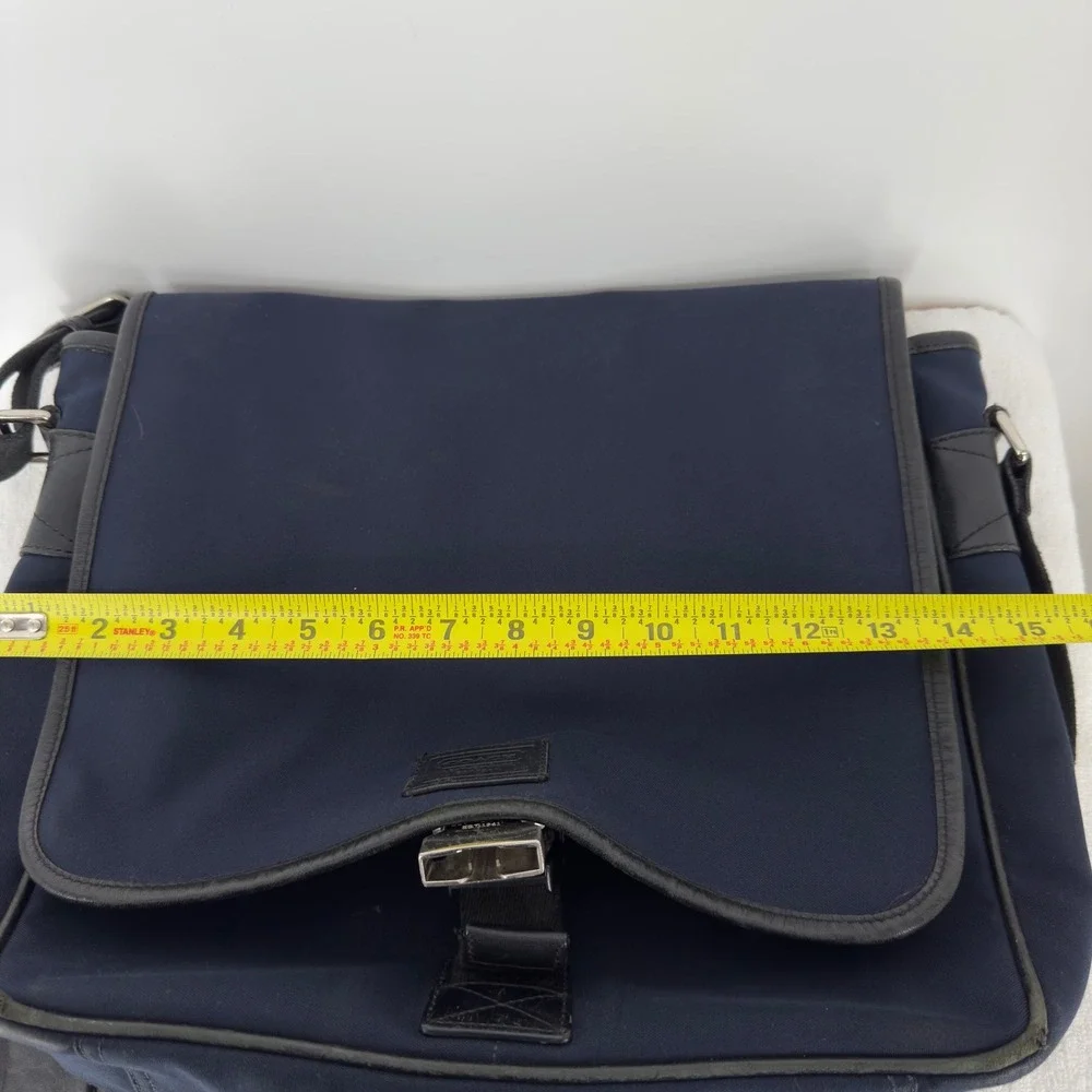 Coach Leatherware Navy Blue Canvas Leather Messenger Bag Crossbody J2S-6424